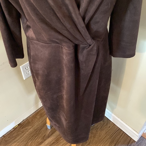 J. McLaughlin Womens Lillian Brown Faux Suede Dress | Sz L office wear business - Picture 3 of 8